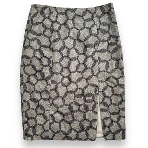 J Crew Black and Gray Pencil Skirt Front Slit Wm Sz 8 Lined Like New 80s 90s‎